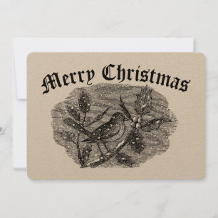 Cartes Pour Fêtes Annuelles Oiseau de l'époque victorienne sur Holly dans Noël