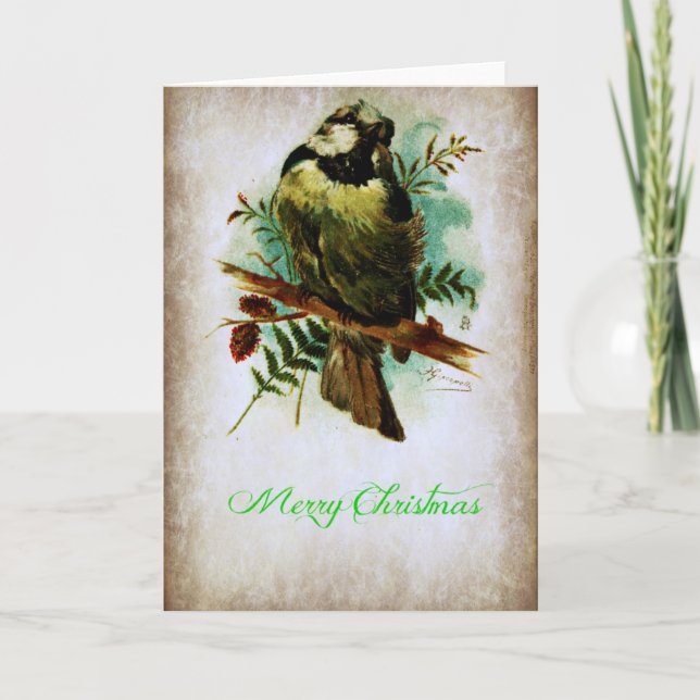 Cartes Pour Fêtes Annuelles Oiseau de Noël (Devant)