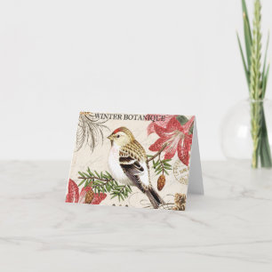 Cartes Pour Fêtes Annuelles oiseau d'hiver vintage moderne français