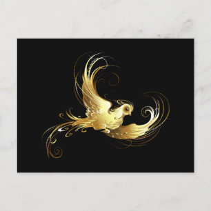 Cartes Pour Fêtes Annuelles Oiseau doré sur fond noir