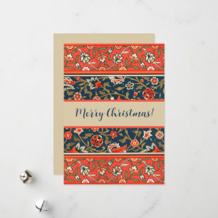 Cartes Pour Fêtes Annuelles Oiseau et fleurs Perse Motif bleu rouge
