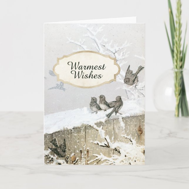 Cartes Pour Fêtes Annuelles Oiseau junco de l'hiver enneigé Noël Nature Vacanc (Devant)