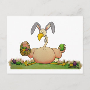 Cartes Pour Fêtes Annuelles Oiseau lunatique de Flamant rose rose comme lapin