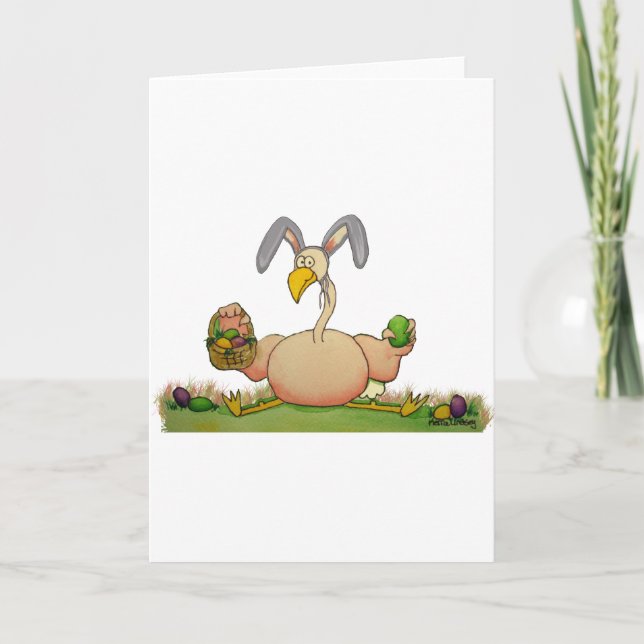 Cartes Pour Fêtes Annuelles Oiseau lunatique de Flamant rose rose comme lapin (Devant)