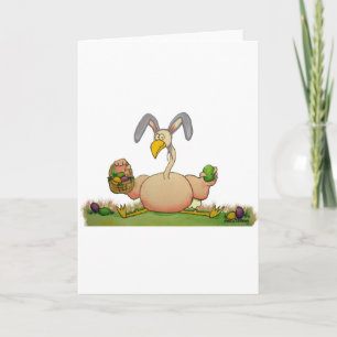 Cartes Pour Fêtes Annuelles Oiseau lunatique de Flamant rose rose comme lapin