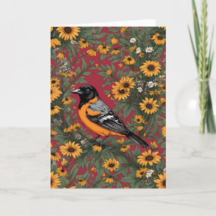 Cartes Pour Fêtes Annuelles Oiseau Oriole de Baltimore et fleurs de Susan aux