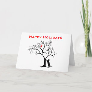 Cartes Pour Fêtes Annuelles Oiseau rouge cardinal dans l'arbre d'hiver de