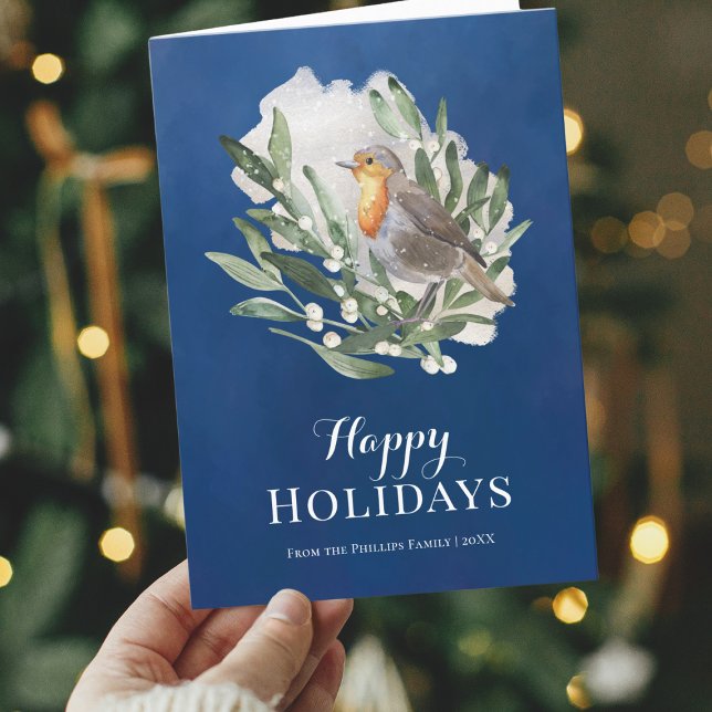Cartes Pour Fêtes Annuelles Oiseau rustique bleu non photo Noël (Créateur téléchargé)