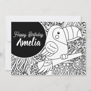 Cartes Pour Fêtes Annuelles Oiseau Toucan Tropical Anniversaire Floral Coloria