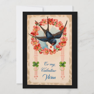 Cartes Pour Fêtes Annuelles Oiseau Vintage Pour Mon Valentin Personnalisé