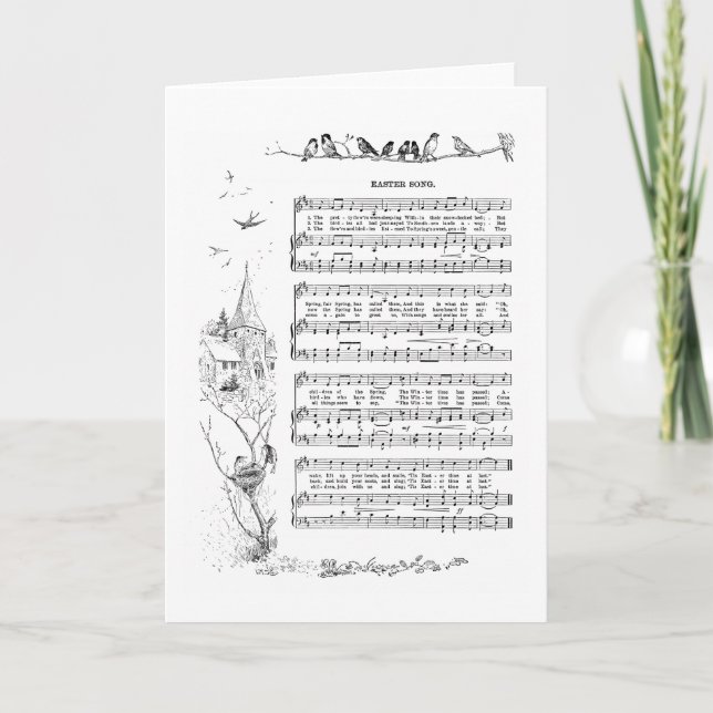 Cartes Pour Fêtes Annuelles Oiseaux, chant du printemps et de Pâques (Devant)