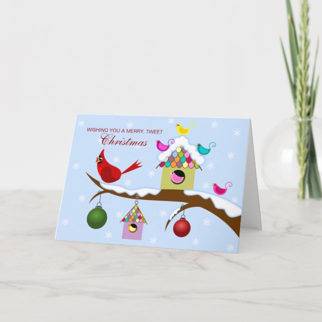 Cartes Pour Fêtes Annuelles Oiseaux colorés Noël (Devant)