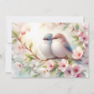 Cartes Pour Fêtes Annuelles Oiseaux d'amour printaniers Fleur de cerisier Flor