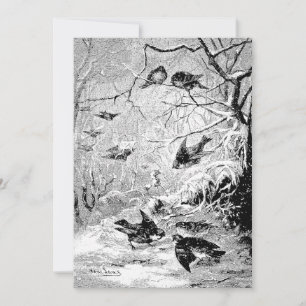 Cartes Pour Fêtes Annuelles Oiseaux dans la neige Noël de l'ère victorienne 18