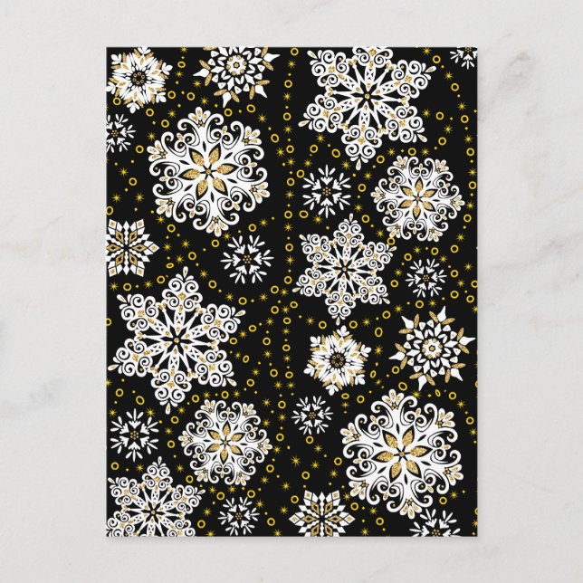 Cartes Pour Fêtes Annuelles Oiseaux de cerfs en fleurs de Noël or (Devant)