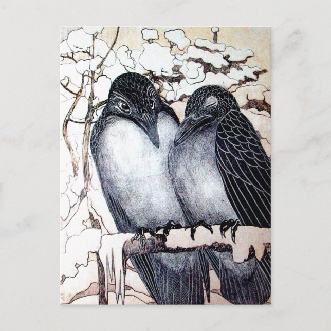 CARTES POUR FÊTES ANNUELLES OISEAUX DE L'AMOUR D'HIVER DANS LA SAINT-VALENTIN  (Devant)