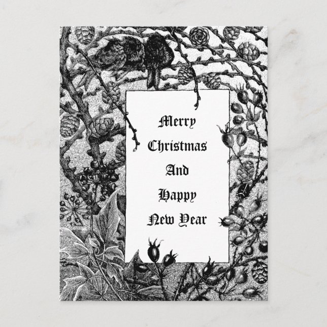 Cartes Pour Fêtes Annuelles Oiseaux de l'époque victorienne et baies d'hiver e (Devant)