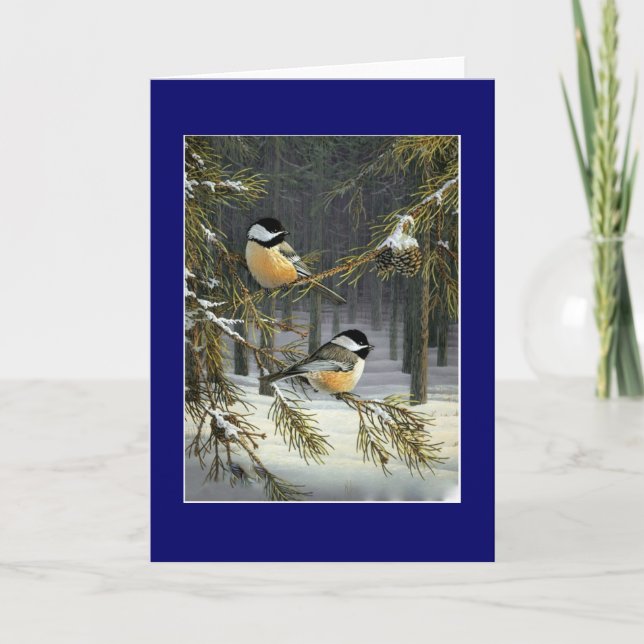 Cartes Pour Fêtes Annuelles Oiseaux de Noël (Devant)