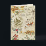 Cartes Pour Fêtes Annuelles Oiseaux de Noël rustiques Vintage & Holly Ephemera<br><div class="desc">Magnifique collage de Noël vintage avec des oiseaux,  des salutations de Noël saintes,  colorées et des gravures de cartes de voeux de Noël de l'époque victorienne antique sur arrière - plan parchemin de style en détresse.</div>