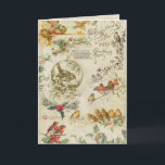 Cartes Pour Fêtes Annuelles Oiseaux de Noël rustiques Vintage & Holly Ephemera<br><div class="desc">Magnifique collage de Noël vintage avec des oiseaux,  des salutations de Noël saintes,  colorées et des gravures de cartes de voeux de Noël de l'époque victorienne antique sur arrière - plan parchemin de style en détresse.</div>
