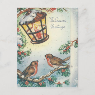 Cartes Pour Fêtes Annuelles Oiseaux de Noël vintage