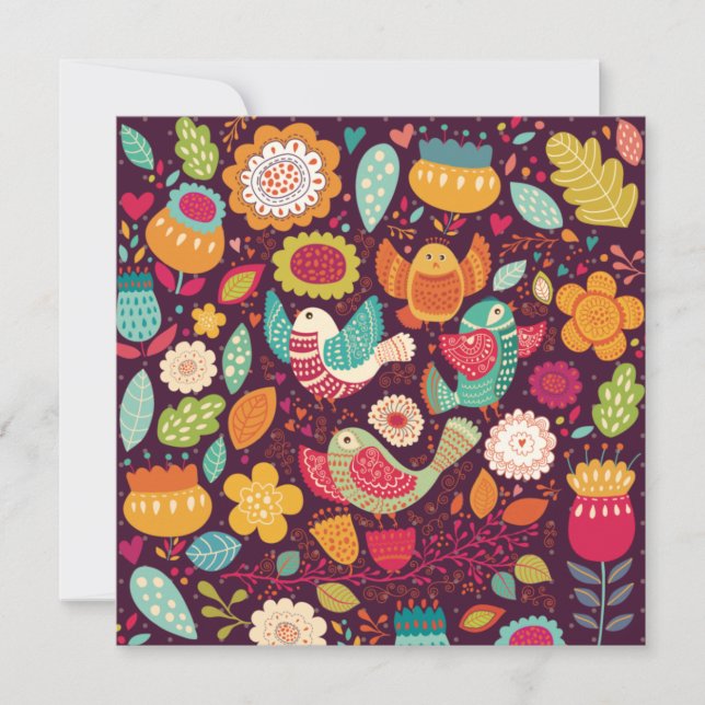 Cartes Pour Fêtes Annuelles Oiseaux décoratifs (Devant)