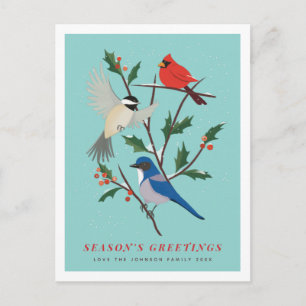 Cartes Pour Fêtes Annuelles Oiseaux d'hiver illustrés