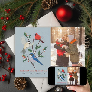 Cartes Pour Fêtes Annuelles Oiseaux d'hiver illustrés