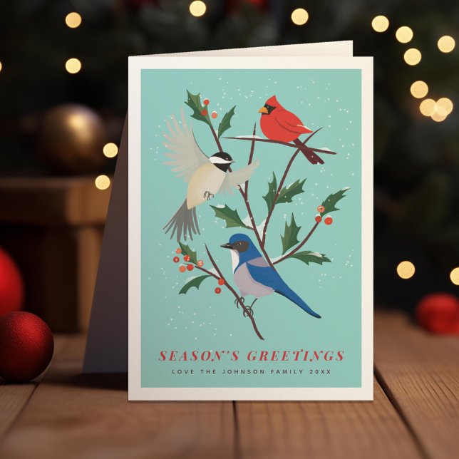 Cartes Pour Fêtes Annuelles Oiseaux d'hiver Photo illustrée (Créateur téléchargé)
