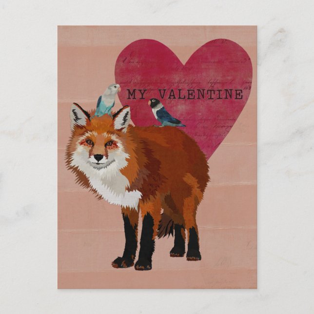 Cartes Pour Fêtes Annuelles OISEAUX FOX ET INDIGO VALENTINE'S Postcard (Devant)