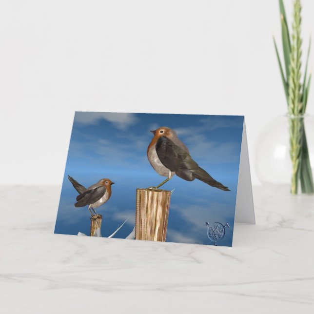 CARTES POUR FÊTES ANNUELLES OISEAUX HYPER / ROBIN BREAST ROUGE (Devant)