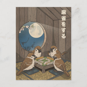 Cartes Pour Fêtes Annuelles Oiseaux jouant au Mahjong 