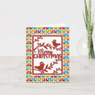 Cartes Pour Fêtes Annuelles Oiseaux rouges joyeux Noël Faux découpage en papie