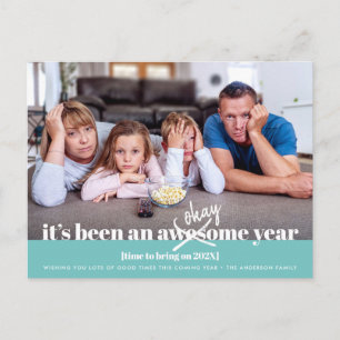 Cartes Pour Fêtes Annuelles OK Nouvel An Gras Moderne Funny Photo Turquoise