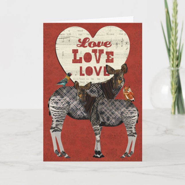Cartes Pour Fêtes Annuelles OKAPI & FEATHERS Heart Valentine (Devant)