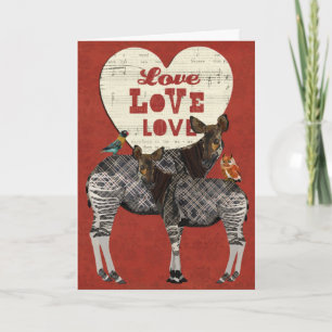 Cartes Pour Fêtes Annuelles OKAPI & FEATHERS Heart Valentine Card