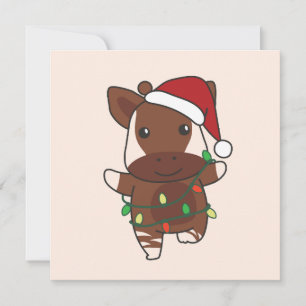 Cartes Pour Fêtes Annuelles Okapi Noël Animaux d'hiver Vacances Okapis