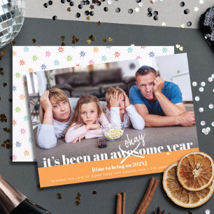 Cartes Pour Fêtes Annuelles Okay Nouvel An Moderne Gras Drôle Photo Orange