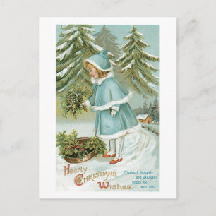 Cartes Pour Fêtes Annuelles Old-fashioned Christmas, Girl