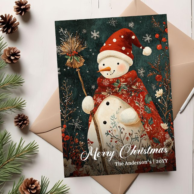 Cartes Pour Fêtes Annuelles Old Fashioned Christmas Snowman Holiday Card (Old Fashioned Christmas Snowman Holiday Card)