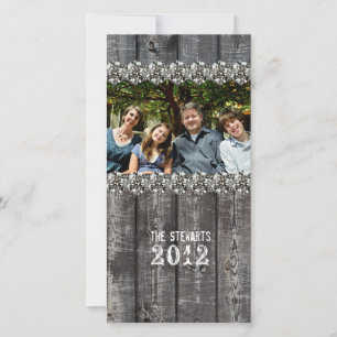 Cartes Pour Fêtes Annuelles Old Wood and Rhinestone