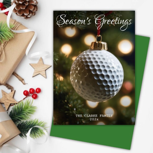 Cartes Pour Fêtes Annuelles Olive Green Golf Bonnes Fêtes Noël (Créateur téléchargé)