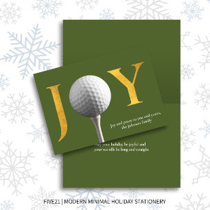 Cartes Pour Fêtes Annuelles Olive Green Golf Joie & Paix Noël plié
