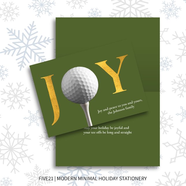 Cartes Pour Fêtes Annuelles Olive Green Golf Joie & Paix Noël plié (Créateur téléchargé)