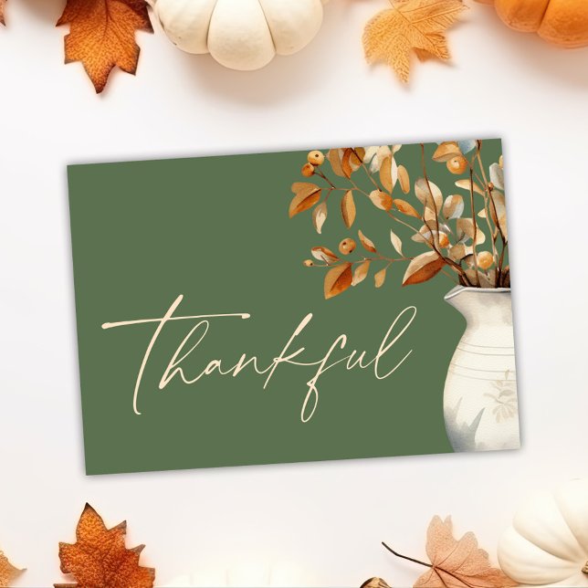 Cartes Pour Fêtes Annuelles Olive Green Thanksgiving Moderne Rustique Thanksgi (Olive Green Thanksgiving Modern Rustic Thankful Holiday Card)