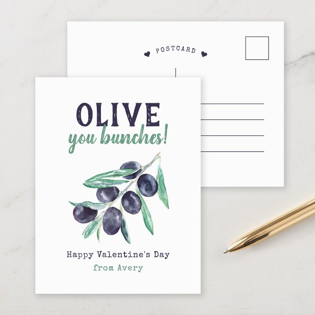Cartes Pour Fêtes Annuelles Olive You Bunches Enfants Saint-Valentin (Créateur téléchargé)