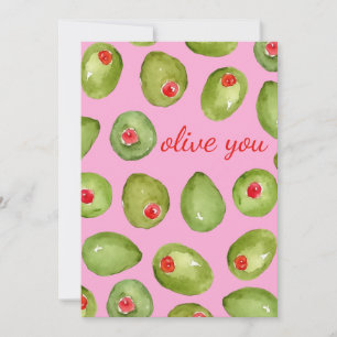 Cartes Pour Fêtes Annuelles Olive You Watercolor