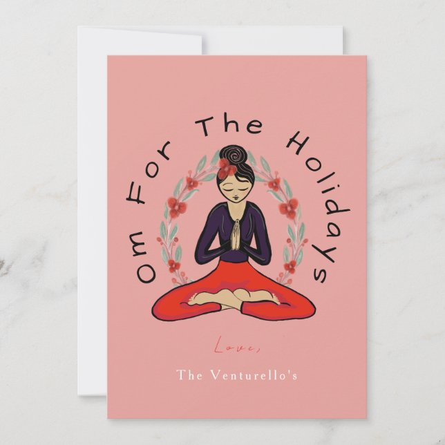 Cartes Pour Fêtes Annuelles 'Om For The Holidays' Family Yoga Holiday Card (Devant)