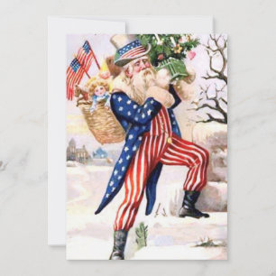 Cartes Pour Fêtes Annuelles Oncle patriotique vintage Sam Santa Claus