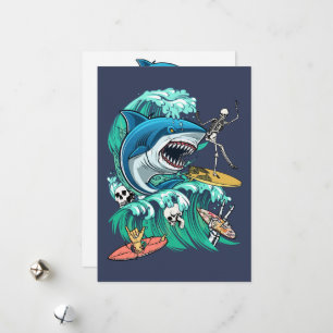 Cartes Pour Fêtes Annuelles Onde requin